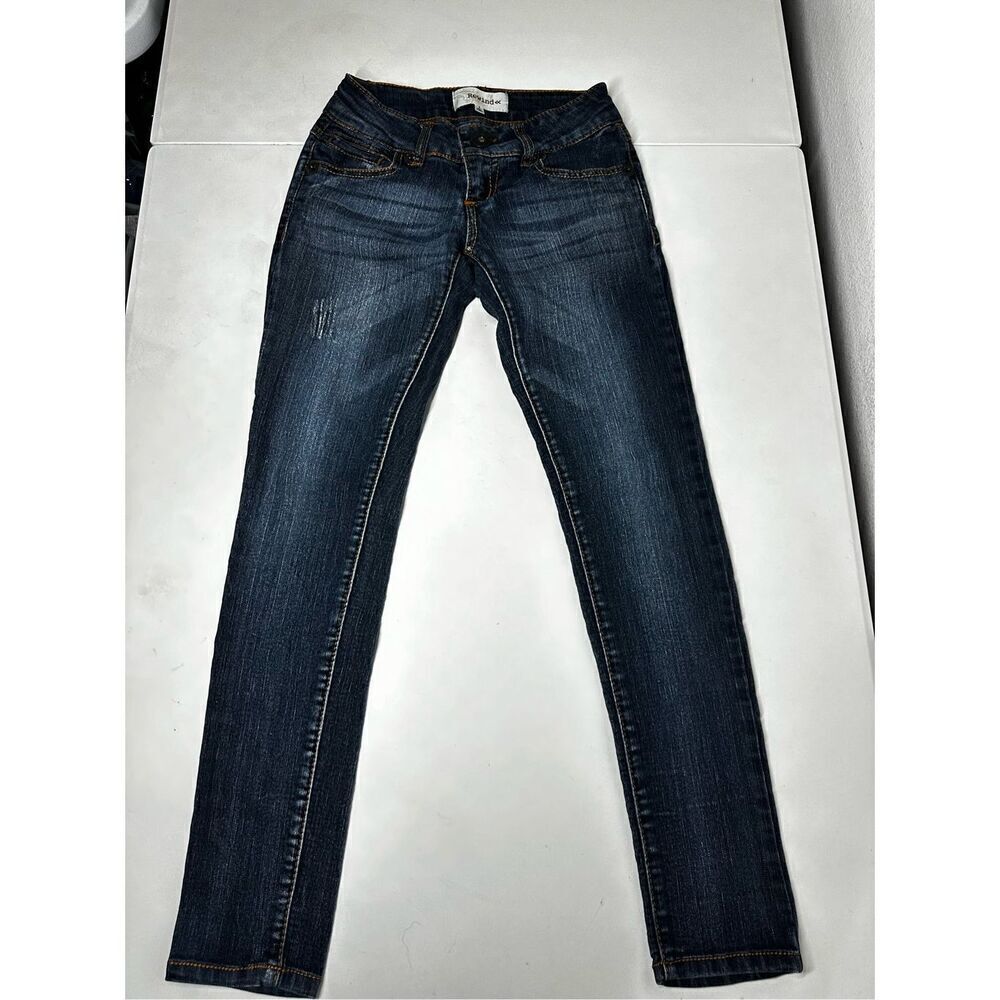 Rewind Jeans Womens Blue Denim Low Rise Dark Wash Cotton Blend Stretch Sz 1